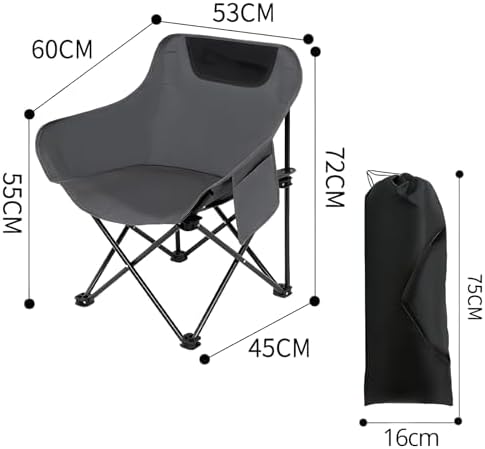 Folding Camping Chair Lightweight and Portable with Storage Bag, Heavy-Duty Steel Frame, Breathable Oxford Fabric, Ergonomic Back Support, Compact for Hiking, Lawn, Picnic, Fishing (Grey) - Image 2