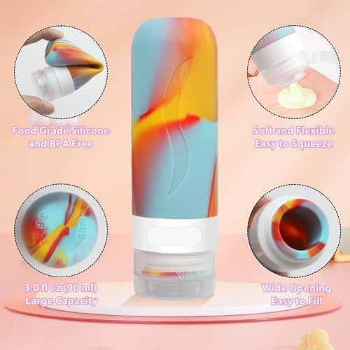 HEYMKGO Travel Bottles for Toiletries, 24 Pack Refillable Silicone Travel Containers Set, Leak-proof Squeezable Travel Toiletry Bottle Kit for Shampoo Conditioner Lotion Shower Gel - TSA Approved - Image 3