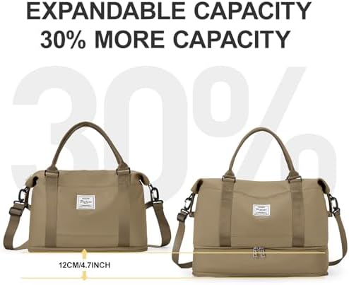 for Ryanair Airlines Underseat Cabin Bag 40X20X25 Weekend Overnight Carry on Holdall for Women Travel Duffel Sport Gym Tote Mum Hospital Bags with Wet Pocket,F11-Khaki - Image 3