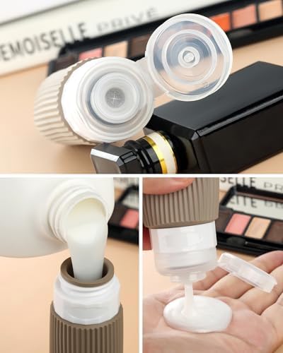Gemice Travel Bottles for Toiletries 8 pcs Tsa Approved Travel Size Toiletries 90ml Travel Containers for Toiletries BPA free Silicone Cream Jars Leak Proof Silicone Squeezable Travel Essentials - Image 4