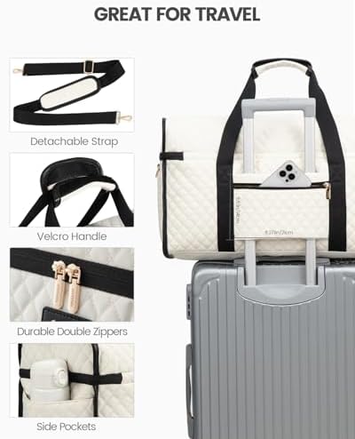 LOVEVOOK Travel Bags for Women, Large Opening Hospital Weekend Overnight Maternity Duffel Gym Bag, Carry On Holdall Cabin Hand Luggage Flight Womens Bag with Shoe Pocket - Image 6