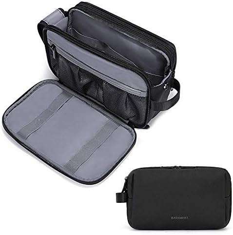 Toiletry Bag for Men, BAGSMART Travel Toiletry Organizer Dopp Kit Water-Resistant Shaving Bag for Toiletries Accessories, Black