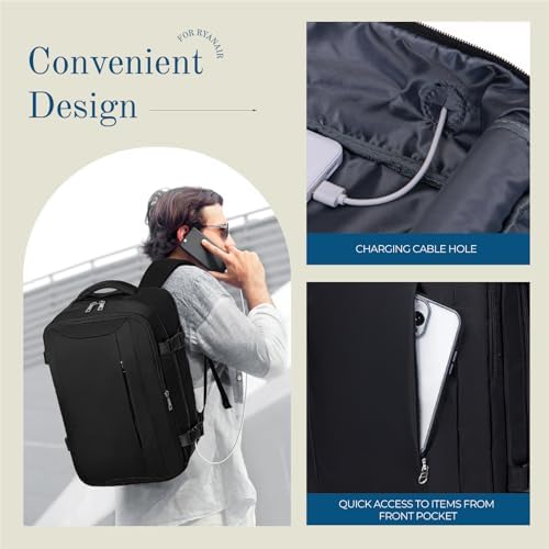 Cabin Bags 40x20x25 Underseat for Ryanair, Carry On Travel Backpack Cabin Size Rucksack Hand Luggage Bag Backpack Casual Daypack School Bag Fit 14 Inch Laptop with Cable Hole - Image 5