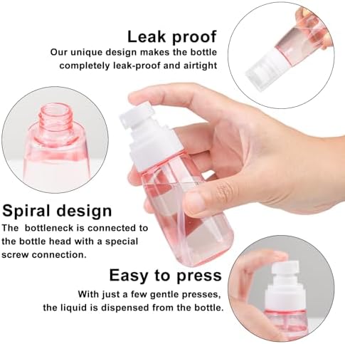 Small Spray Bottle, Travel Spray Bottle 2 Pack, Fine Mist Spray Bottle for Essential Oils, Refillable Travel Containers Plastic Hair Spray Bottle Sprayer for Perfume Skincare Makeup Lotion (2oz 60ml) - Image 3