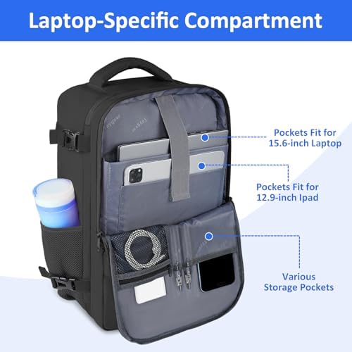 Taygeer Easyjet Cabin Bag 45x36x20 Underseat, Travel Backpack Men Carry On Cabin Size Weekend Luggage Overnight Laptop Rucksack Plane Hand Luggage Bag Laptop Backpack with Shoes Compartment, Black - Image 4