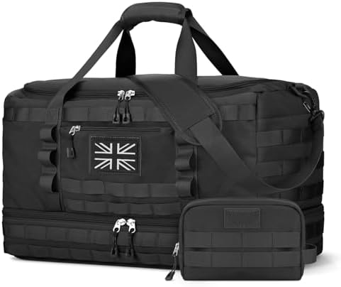 ETRONIK Travel Duffle Bag for Men, Tactical Gym Bag with Multiple Compartments and Shoe Pocket & Weekender Overnight Duffle Bag with Wet Pocket, Carry On Holdall Luggage for Workout Football Sport