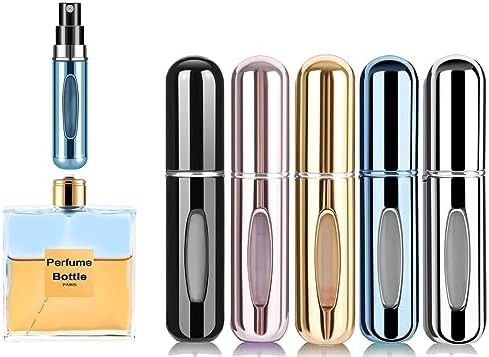 Perfume Atomiser pack of 5pcs Perfume Travel Bottle, 5ML Refillable Perfume Spray Bottle Easy to Refill Empty Atomiser Bottle for Purse, Handbag, Pocket and Luggage (Matte)