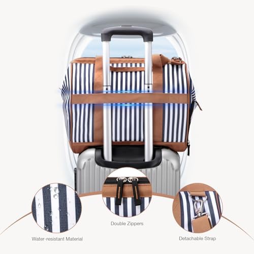 Lekesky Weekend Overnight Bags for Women - 33l Top Large Opening Travel Duffles Bag, Holdall Bag for Airlines with Shoes Compartment (White Stripes,42 * 33 * 24cm) - Image 6