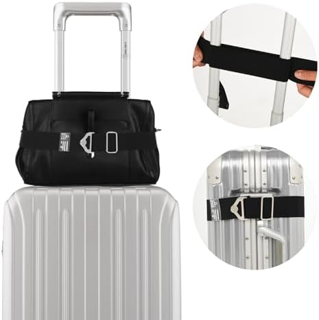 2-in-1 Travel Belt for Luggage Straps Over Handle for Add a Bag, Adjustable Travel Luggage Belt Strap with Alloy Buckle Elastic Belt for Carry On Bag, Suitcase Strap Travel Accessories(Black) - Image 8