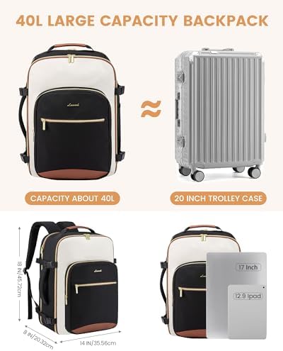 LOVEVOOK Travel Backpack Cabin Size for Women, 40L Carry On Easyjet Ryanair 45x36x20 Backpacks, Large Hand Luggage Rucksack for Airplanes, Flight Approved Suitcase Daypacks Bag - Image 3