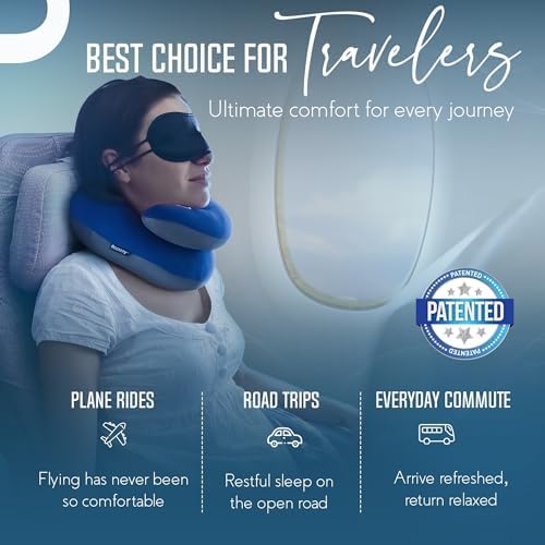 BCOZZY Travel Neck Pillow for Airplane – Patented Double Support for Head, Neck, and Chin. Best for Long Flights, Plane Sleeping, and Car Rides. Adjustable Size. Fully Washable. Carry Bag. Large, Navy - Image 9