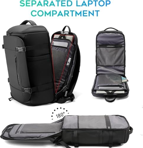 40L Travel Backpack with Shoe Compartment, Weekend Business Hand Luggage, Flight Approved Cabin Luggage, Lightweight and Waterproof for 15.6-17.3 Inch Laptop, black, L, Business - Image 5