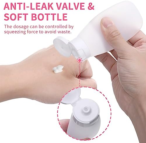 Thinp 4 Pack Travel Bottles for Toiletries, 60ml Portable Leak Proof Travel Containers for Toiletries Travel Toiletry Bottles Refillable Squeeze Bottles for Shampoo Body Lotion Bath Shower Gel - Image 3