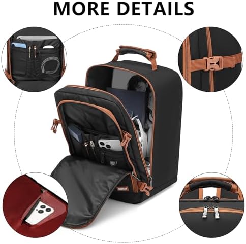 Kono Ryanair Cabin Bags 40x20x25 Underseat Travel Bag Carry On Backpack Hand Luggage Bag Laptop Backpack Cabin Size(20L, Black/Brown) - Image 6