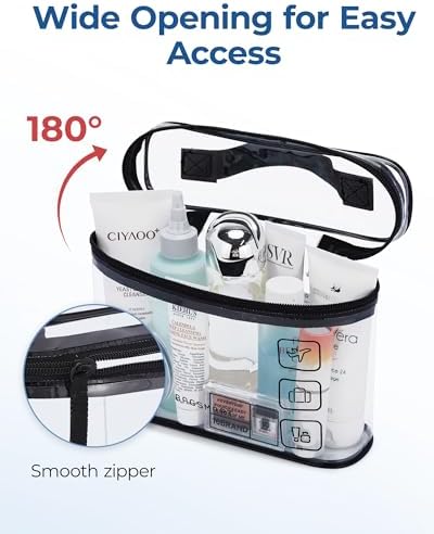 BAGSMART TSA Clear Toiletry Bag,2 Pack PVC Makeup Cosmetic Bag Organizer,Quart Size Travel Bag for Toiletries,Carry-on Travel Accessories Essentials,Purple-2pcs - Image 3