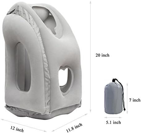Inflatable Travel Pillow 3rd Generation Neck and Head Support Pillow, Travel Pillow for Sleeping on Office Train Car Airplane (Grey) - Image 4