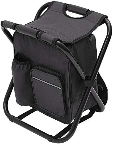 Folding Camping Chair Stool Oxford Fabric Waterproof Folding Camping Chair Fishing Tackle Seat Table Bag Compact Lightweight Bag for Outdoor Fishing Travel Hiking Beach ravelling Subway (Black)