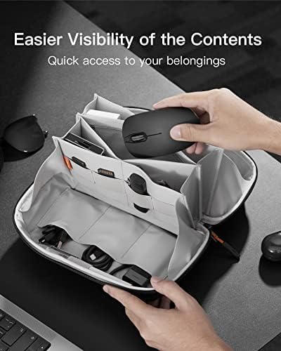 Inateck 180° Open Cable Organiser Bag Electronics Accessories Travel Bag Gadgets Organizer Splashproof, Storage Tech Pouch with Handle, Black, Large - Image 7