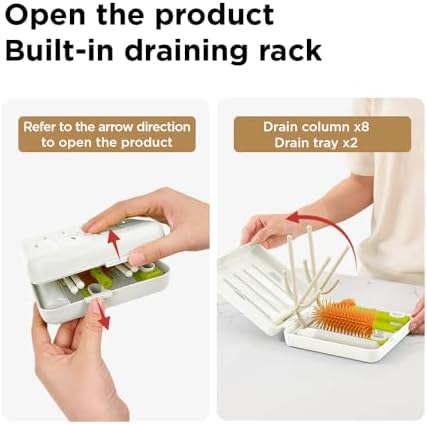 YOTIME Travel Bottle Brush Set, Travel Bottle Cleaner Kit with Foldable Bottle Drying Rack, for Visit Friends and Relations, Baby Travel Essentials, BPA Free - White - Image 3