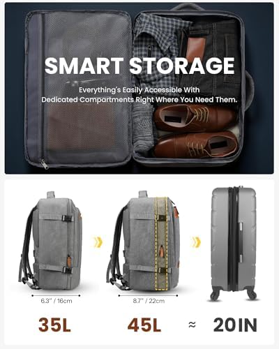 Luggex Expandable Travel Backpack - 40L Carry On Backpack for Men & Women - Large Capacity Flight-Approved Hand Luggage Cabin Bag, Black - Image 4
