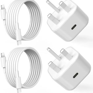 2Pack MFi Certified 20W USB C Fast Charger, UK Plug with 6FT Lightning Cable for iPhone 14/13/12/11/XR/8/ Pro Max iPad Mini 6, iPad Air