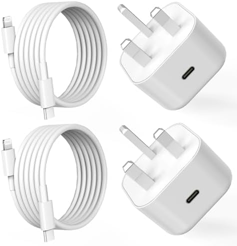 2Pack MFi Certified 20W USB C Fast Charger, UK Plug with 6FT Lightning Cable for iPhone 14/13/12/11/XR/8/ Pro Max iPad Mini 6, iPad Air