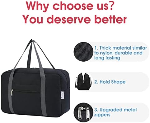 for Ryanair Airlines Cabin Bag 40x20x25 Underseat Foldable Travel Duffel Bag Holdall Tote Carry on Hand Luggage Overnight for Women and Men 20L (Black) - Image 4