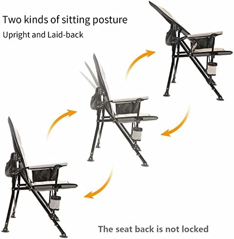 CHICHILL Camping Chairs for Adults, Oversized Folding Chair Outdoor Chair Adjustable High Back Chair Fishing Chair Heavy Duty Chair Supports 180kg Foldable Chair for Outdoor and Travel, Grey, HWY001 - Image 4