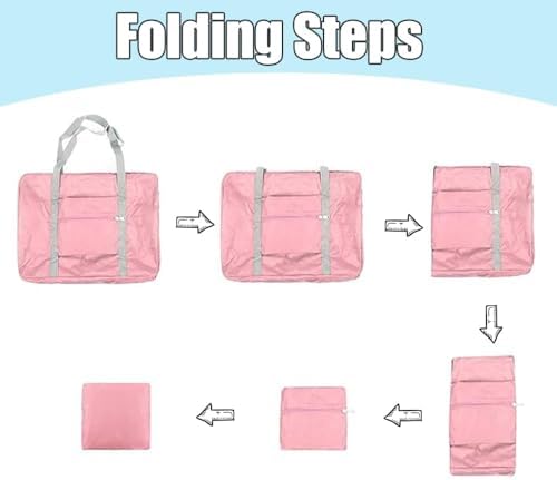 Airlines Underseat Cabin Bag 45 × 32 × 16 cm Foldable Travel Duffel, Hand Luggage, Holdall Tote, Carry on Luggage Overnight for Women and Men-(Pink) - Image 4