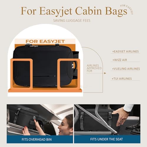 Cabin Bag 45x36x20 for New Easyjet, Underseat Cabin Luggage Bags Carry on Travel Backpack Cabin Size for Airplanes, 30L Hand Luggage Suitcase Water Resistant Laptop Backpacks Black - Image 2