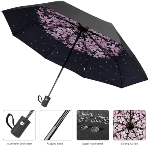 Travel Umbrella, Windproof Automatic Umbrella, 8 Ribs Compact Travel Folding Umbrella, Auto Open/Close, Portable Umbrella for Men&Women - Image 4
