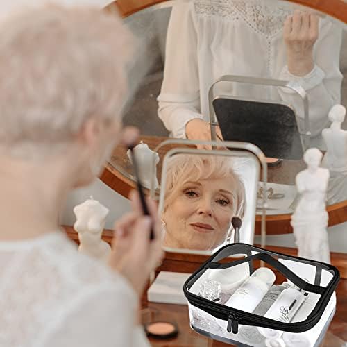 Clear Toiletry Bag, Kememo 2PCS Portable Makeup Bag Transparent Cosmetic Bag with Handle Zipper Waterproof Travel Storage Pouch - Image 2
