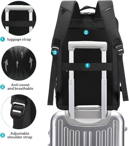 40L Travel Backpack with Shoe Compartment, Weekend Business Hand Luggage, Flight Approved Cabin Luggage, Lightweight and Waterproof for 15.6-17.3 Inch Laptop, black, L, Business - Image 6