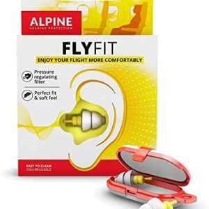 Alpine FlyFit Earplugs for Flying - Prevent Ear Pain & Regulates Air Pressure - Aeroplane Travel Essentials - Comfortable & Reusable with Ultra Soft Filter for Flight - Holiday Essentials - 17 dB