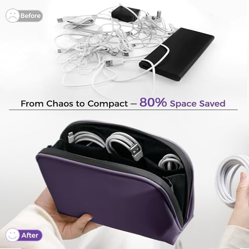 Waterproof Cable Organiser Bag - Durable Travel Organiser Pouch for Tech Accessories, Chargers, AirPods, USB Cables | Compact Multi-Pocket Design, Daily Commute & Travel Essentials Storage Case - Image 3