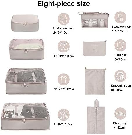 OSDUE Packing Cubes for Suitcase, 8PCS Thickening Travel Organiser Packing Bags Lightweight Travel Accessories Organizers Essentials Clothes Shoes Cosmetics Toiletries Storage Bags - Image 2