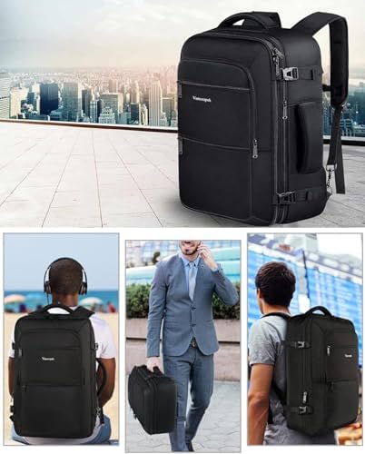 Vancropak Easyjet Cabin Bag 45x36x20 Underseat, Expandable Travel Backpack Cabin Size for Easyjet, Water Resistant Carry on for Men Women, TSA Hand Luggage Backpack, Black - Image 8