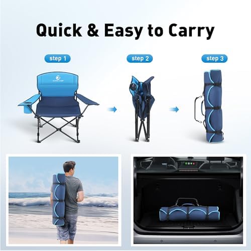 ALPHA CAMP Folding Camping Chair with Cup Holder, Heavy Duty Outdoor Portable Camp Chair for BBQ, Beach, Travel, Picnic, Festival - Image 7