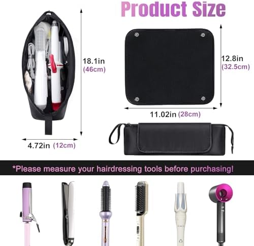 FOVERN1 Hair Tools Travel Bag with Heat Resistant Mat,Large Capacity Curling Iron Storage Bag,Hairdrying Tool Storage Bag,Hair Dryer Storage Bag,Straighteners Haircare Accessories,Gifts for Women - Image 2