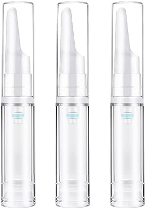 Desenda 3pcs Empty Travel Press Pump Bottles Small Face Serum Airless Pump Jars Lotion Eye Cream Container Vial Portable Essential Oils Refillable Toiletries Bottles (10ml)