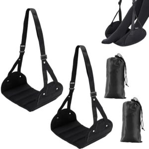 2Pcs Airplane Foot Rest, Travel Essentials, Long Haul Flight Essentials, Leg Rest, Portable Adjustable Foot Hammock for Travel, Comfortable Foot Support, Ideal for Long Flights and Office Use
