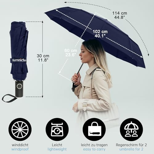 Umbrella Windproof Strong Large Compact - Wind Resistant Rain Umbrella Stand Lightweight Portable Auto Travel Umbrella Foldable Golf Umbrella for Men and Women - Image 3