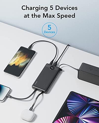 VRURC 10000mAh Power Bank With Built in Cables,USB C Battery Pack Portable Charger with 5 Outputs 2 Inputs Powerbank LED Display compatible with iPhone 14 13 12 Samsung S21 S20 Xiaomi - Image 4