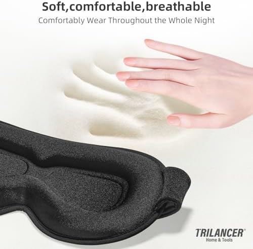 2025 Innovative Sleep Mask for Men and Women, Trilancer 3D 100% Light Blocking Design, Comfortable Eye mask, Blackout Blindfold for Sleeping, Nap, Meditation, Travel (Black) - Image 5