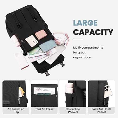 LOVEVOOK Backpack Womens Mens 15.6 inch Laptop Rucksack Bag for Ladies Waterproof High School Bags for Girls Boys Fashion Anti Theft Backpack with USB Casual Daypacks for Travel University Work - Image 4