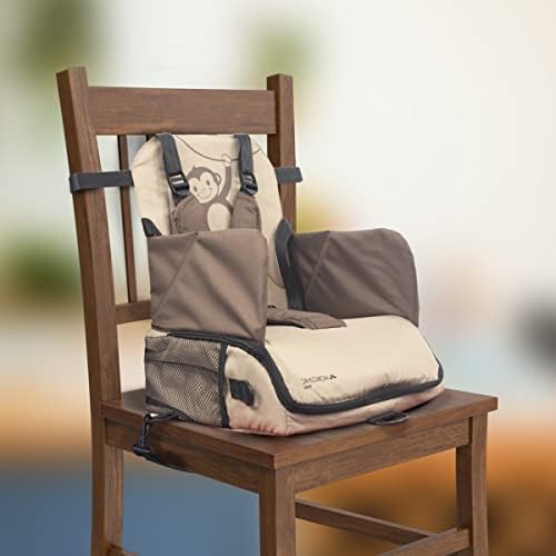 Mobiclinic® Kids, Travel Booster Seat, Monkey, Portable High Chair, Travel High Chair, 6 to 36 Months, Up to 15 kg(33 lb), Foldable, with Storage, Baby High Chair, Baby Seat, Colour Beige - Image 3