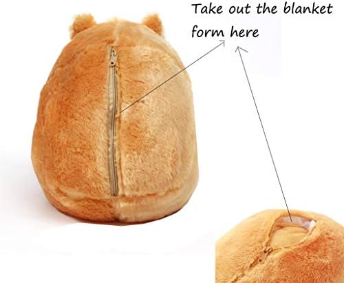 Cuddly Plush Stuffed Hamster Pillow with Comfortable Blanket of 100cm x 170cm, Light Brown - Image 4