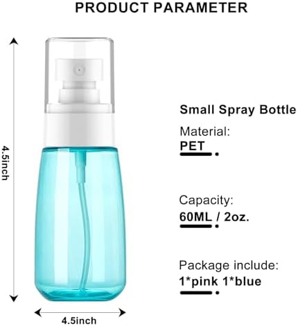 Small Spray Bottle, Travel Spray Bottle 2 Pack, Fine Mist Spray Bottle for Essential Oils, Refillable Travel Containers Plastic Hair Spray Bottle Sprayer for Perfume Skincare Makeup Lotion (2oz 60ml) - Image 5