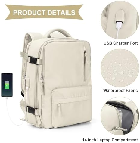 SZLX Large Travel Backpack for Women Men Cabin Bags for Ryanair Easyjet Underseat Hand Luggage Bag Carry on Travel Backpack Cabin Size Flight Rucksack Fit 14 Inch Laptop with Shoe Compartment - Image 5