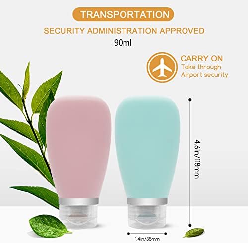 Travel Bottles for Toiletries 90ml, 4 Pack Silicone Travel Toiletries Portable Travel Containers Set Leak Proof Refillable Squeezable Silicone Bottle for Liquid Shampoos, Soap and Cosmetic - Image 3